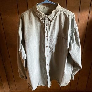 Woolrich Shirt Mens 2XL XXL Green Long Sleeve Button Down